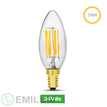 Lade das Bild in den Galerie-Viewer, LED-Filament Kerze, 24V, 5W, 2700K, E14 (Adapter E27)