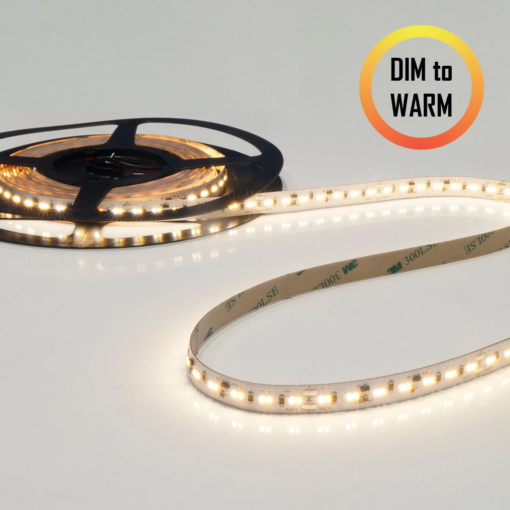 Dim To Warm LED-Stripe 24V, 17W, 3000K-2200K, CRI90, 224LED, IP20, 10mm